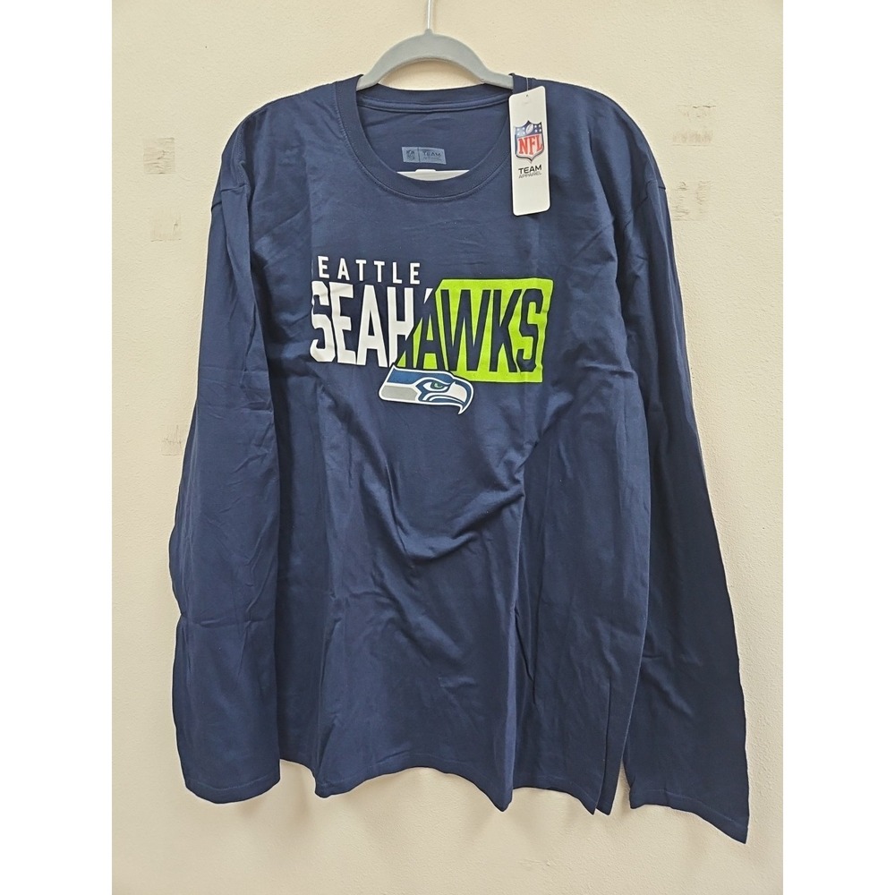 Seattle Seahawks Graphic Long Sleeve T Shirt Size XL Navy Blue NWT